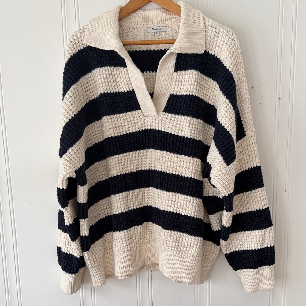 Madewell Navy and Cream 4x Striped Sweater